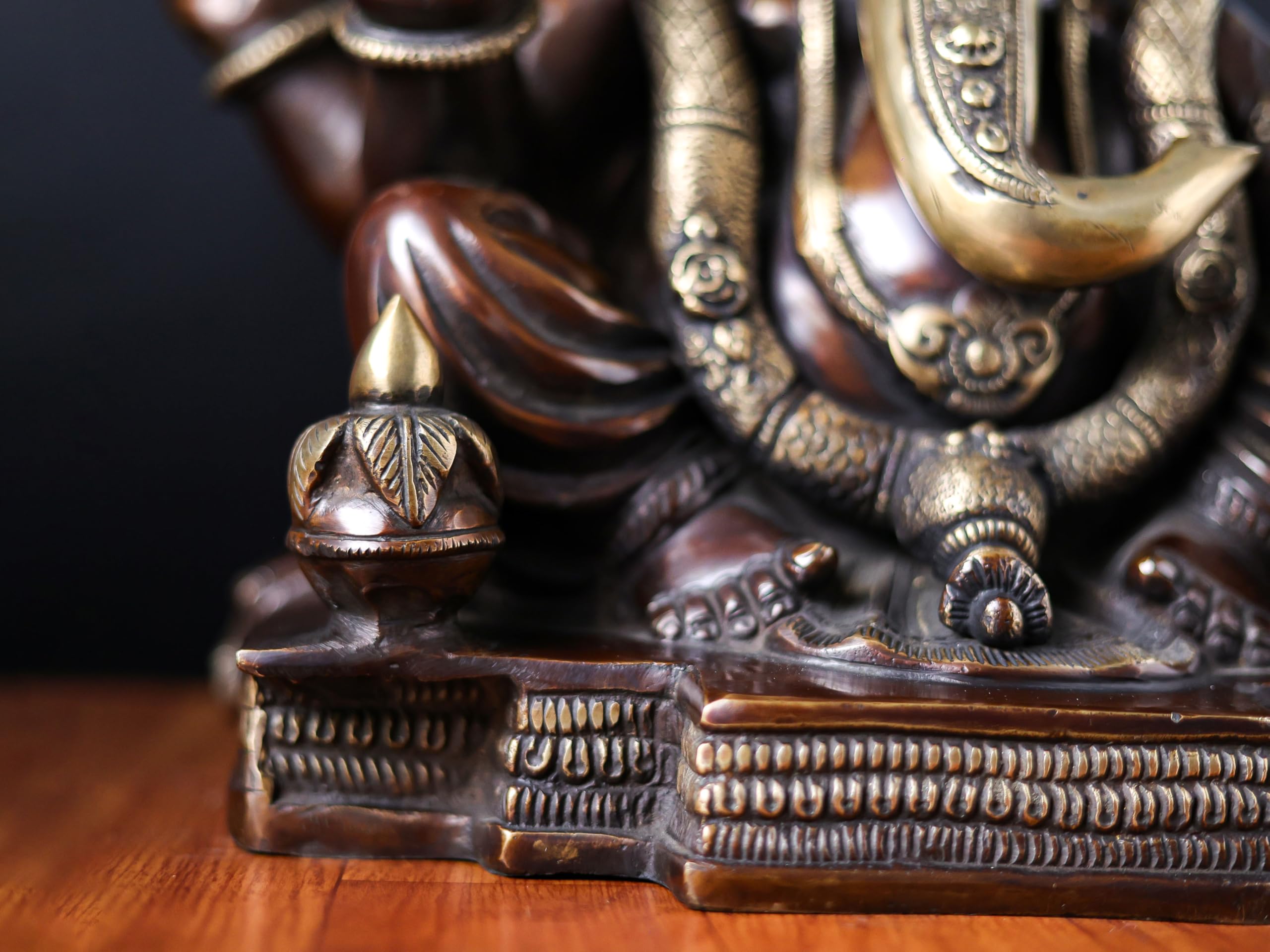 Brass Ganesha Statue With Mosaic, 46 Cm Brass Ganesh Statue, Ganpati Idol, Good Luck Gift For New Beginnings, House Warming Gift